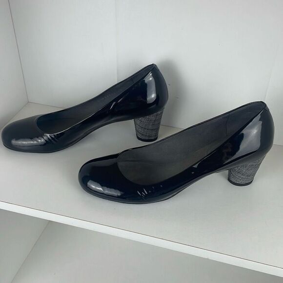 Stuart Weitzman Patent Leather Rounded Toe Jute Wrapped Heel Pumps 10 M - Picture 2 of 12